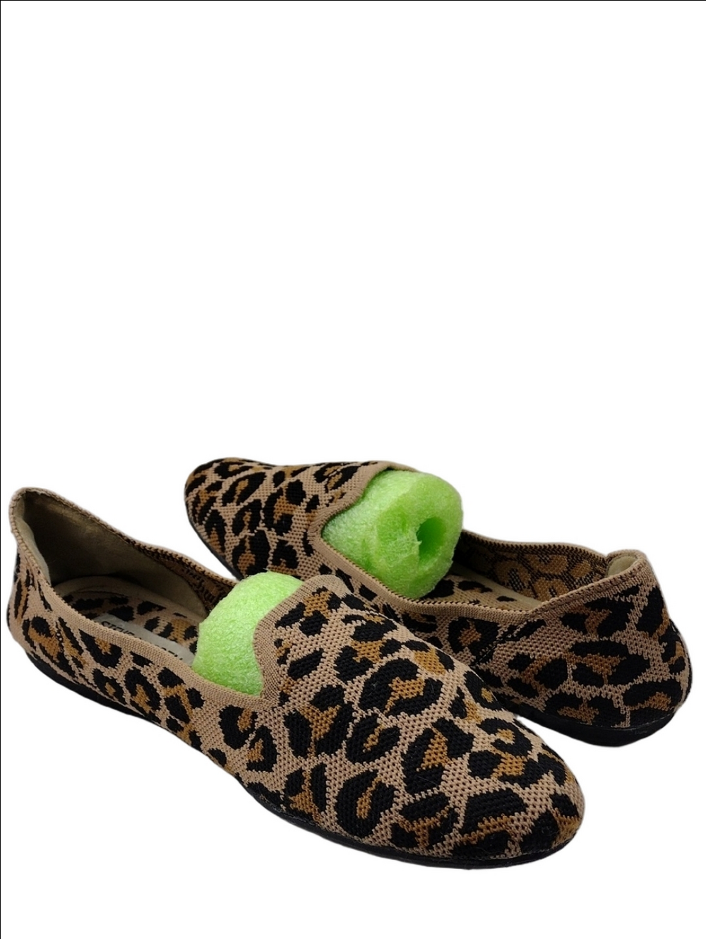 Steve Madden Tan Classic Leopard Print Fabric Upper Almond Toe Slip On Flat Shoe